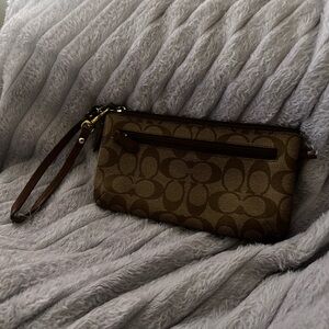 Brown Patterned Wristlet